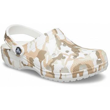 Crocs Classic Printed Camo Men's Clogs White / Brown | Australia 0758RVDW